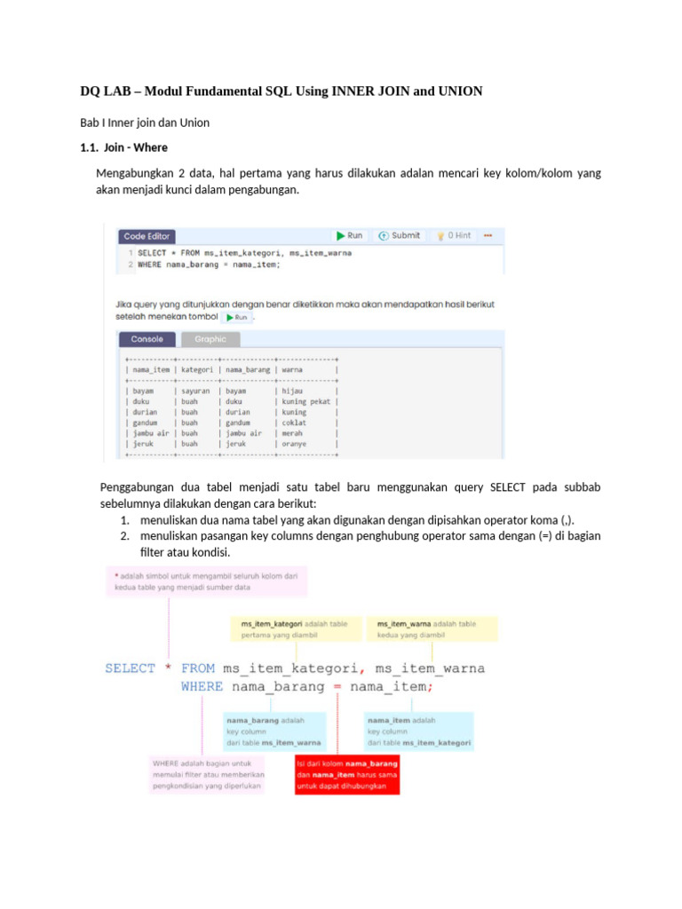 Menggabungkan Tabel dengan SQL JOIN | PDF