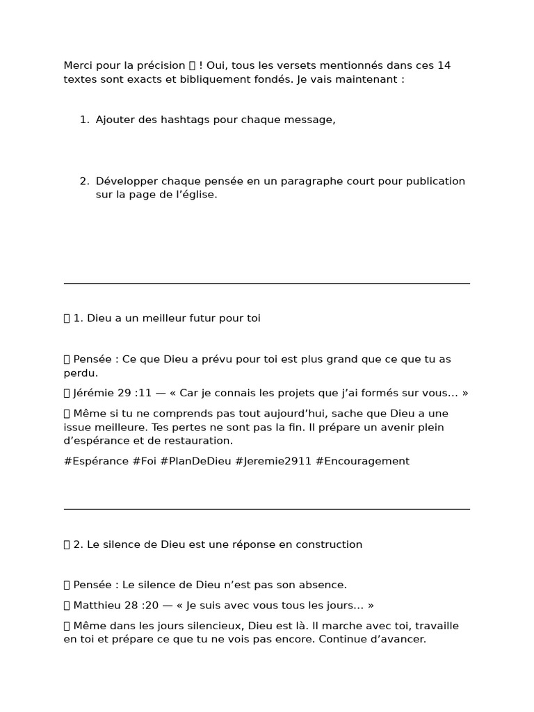 Messages d'espoir et de foi chrétienne | PDF | Dieu