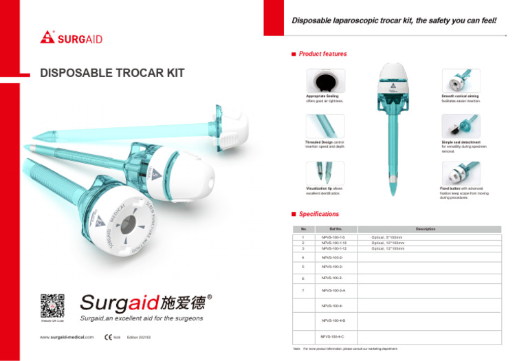 Disposable-Trocar-Kit Surgaid Optical | PDF | Surgery | Medical Procedures