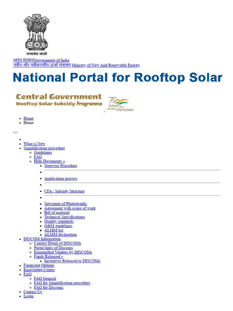 National Portal For Rooftop Solar - Ministry of New and Renewable ...