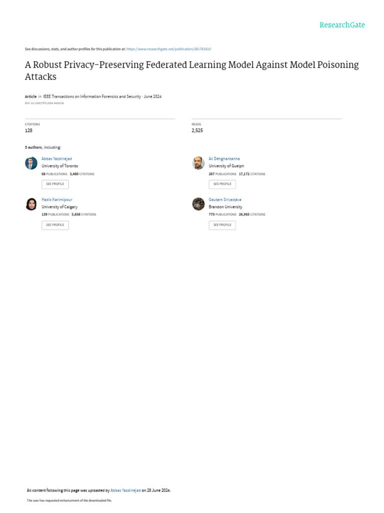 Privacy-Preserving Federated Learning Model | PDF | Encryption | Privacy