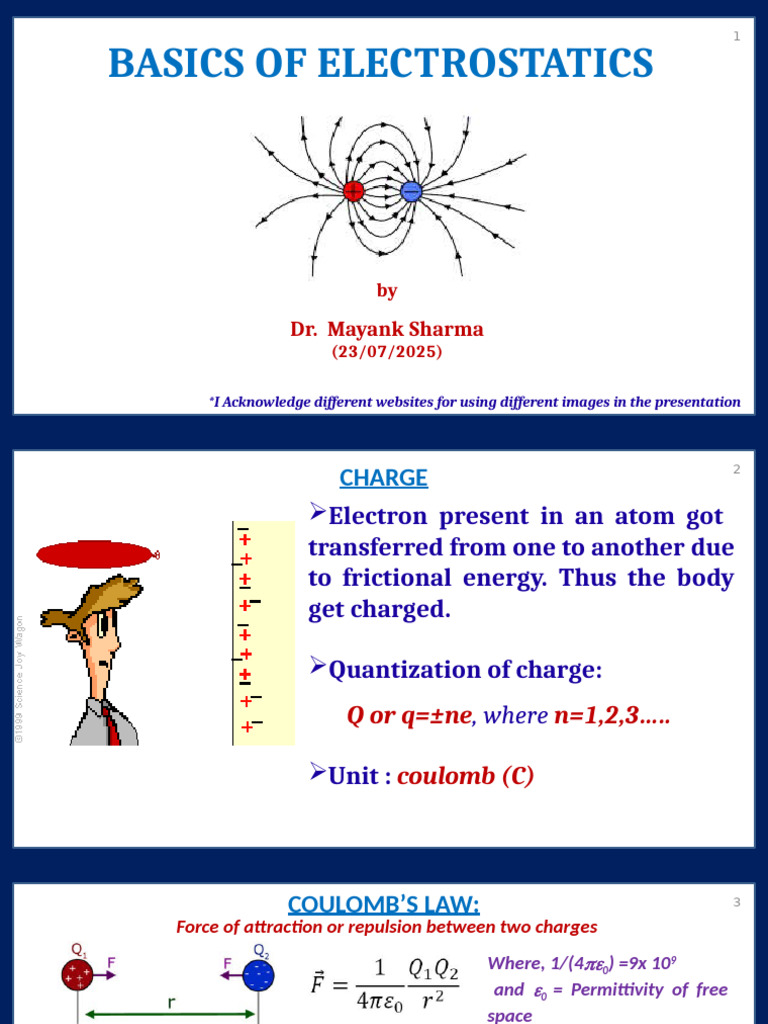 Fundamentals of Electrostatics Explained | PDF | Electric Field ...