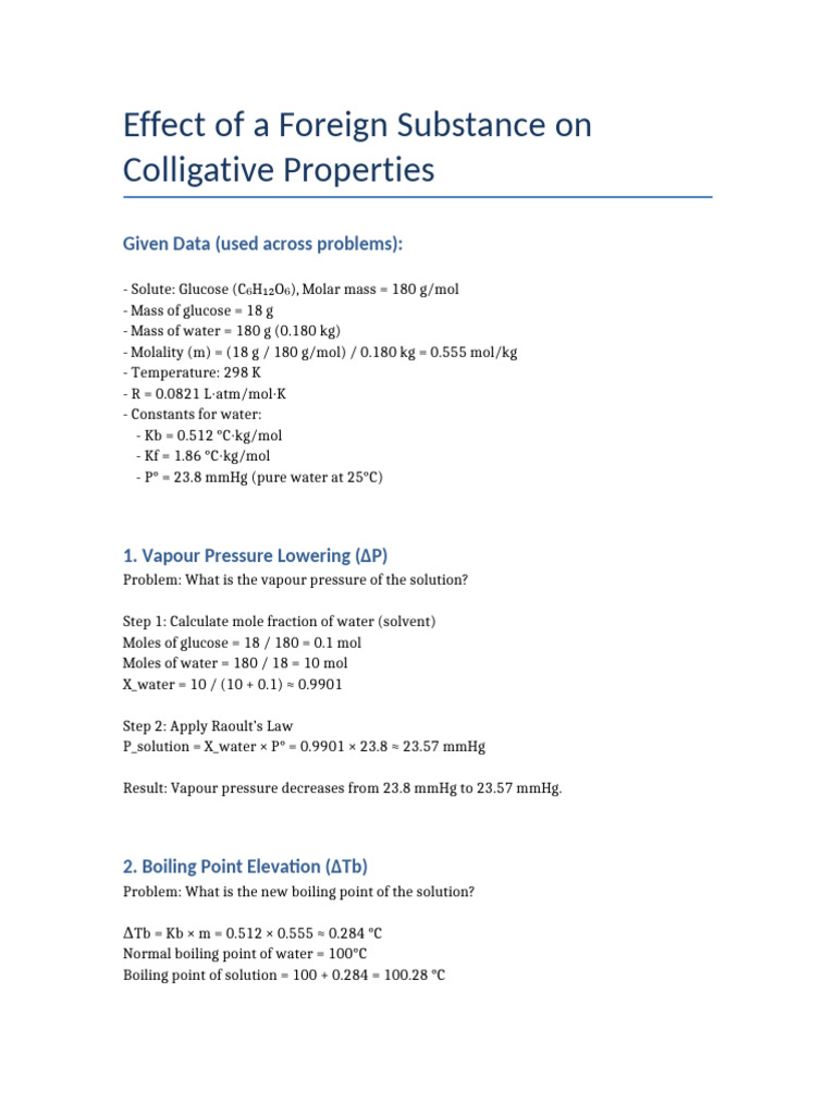 Colligative Properties Solved Examples | PDF