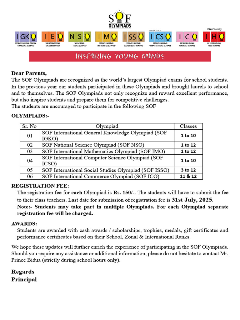 SOF Olympiad Registration Details 2025 | PDF