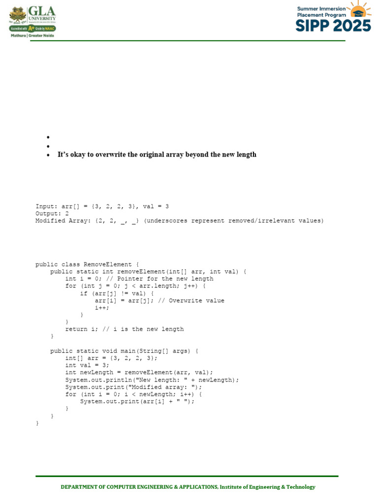In-Place Array Manipulation Techniques | PDF | Pointer (Computer ...