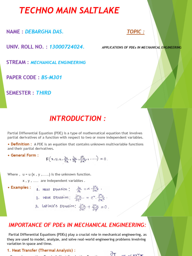 Applications of PDEs in Mechanical Engineering | PDF | Partial ...