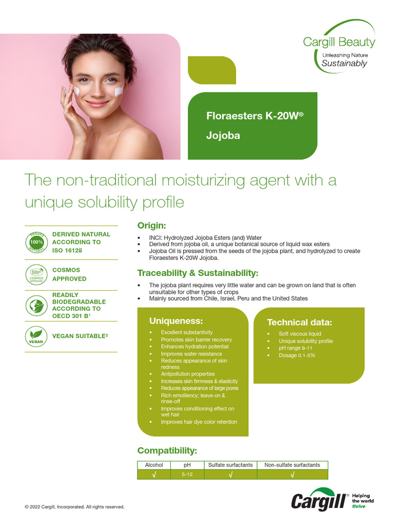 Floraesters K-20W Jojoba Overview | PDF | Gel | Food And Drug ...
