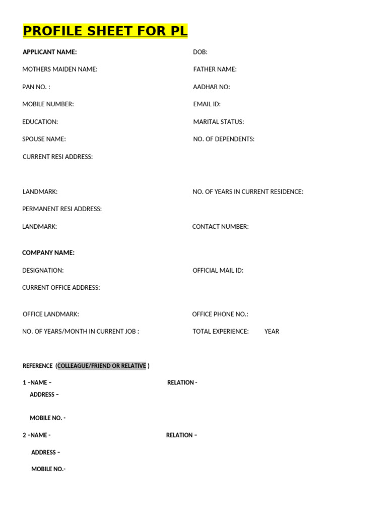 Profile Sheet PL | PDF