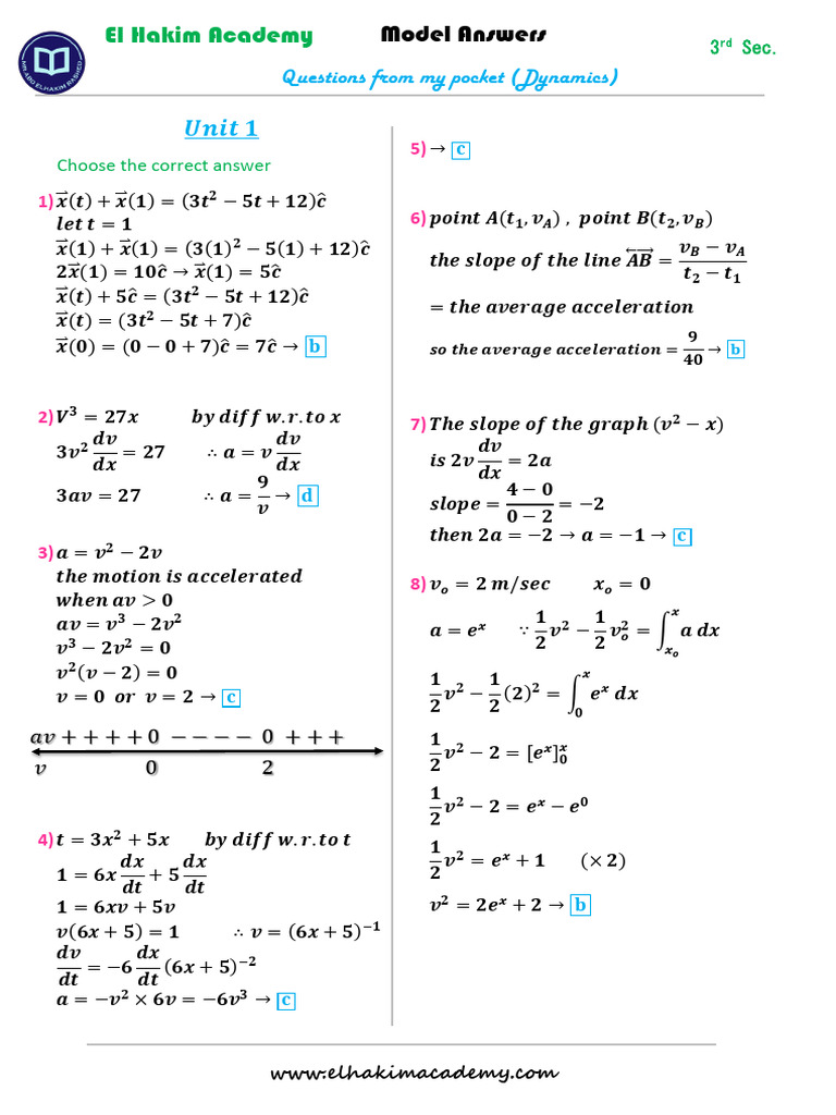 Dynamics Model Answers and Questions | PDF