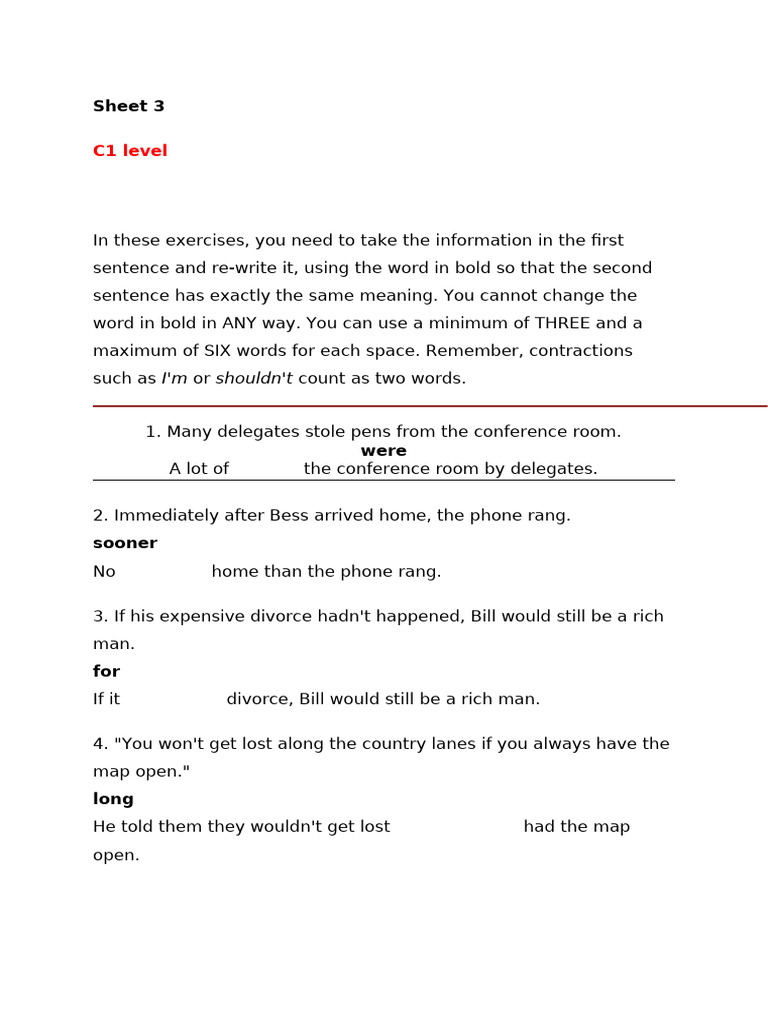 Sheet 3 - C1 Level | PDF