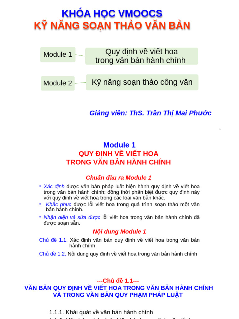KNSTVB VMOOCs - Modul 1 - Chude1 - Van Ban Quy Dinh Ve Viet Hoa Trong ...