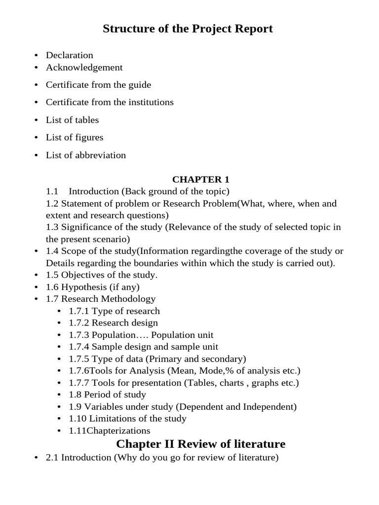 Structure of The Project Report | PDF