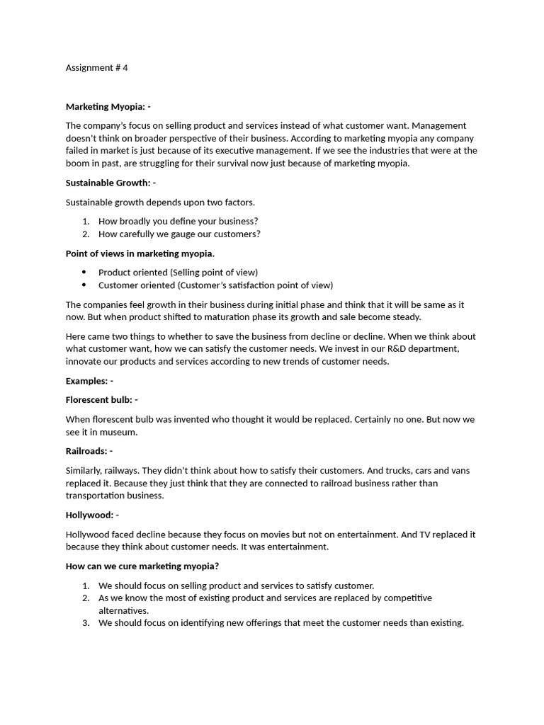 Understanding Marketing Myopia and Growth | PDF