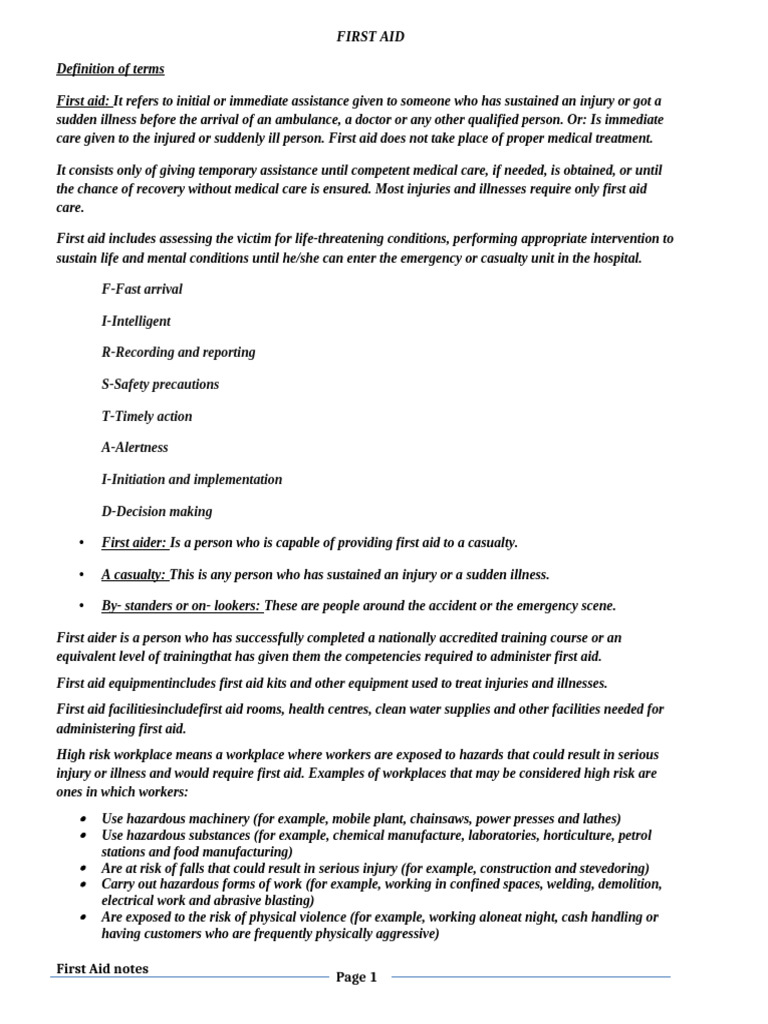 FIRST AID. (summary)-2_084444-2 | PDF | First Aid | Emergency Department