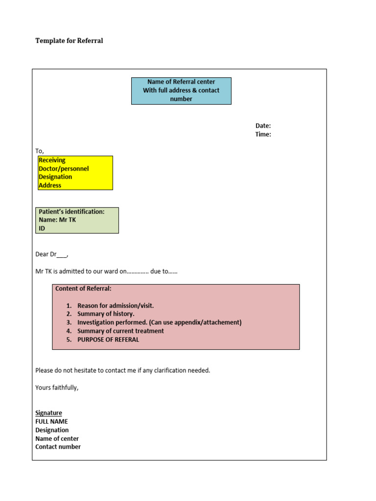 Template For Referral | PDF