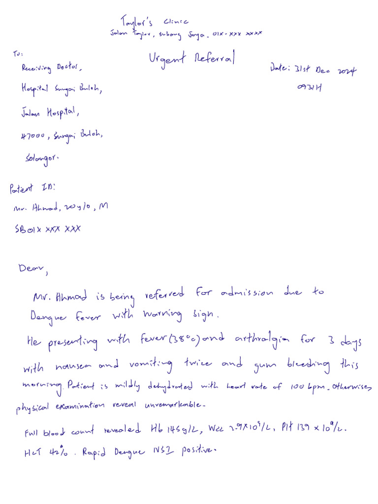 Template For Referral | PDF