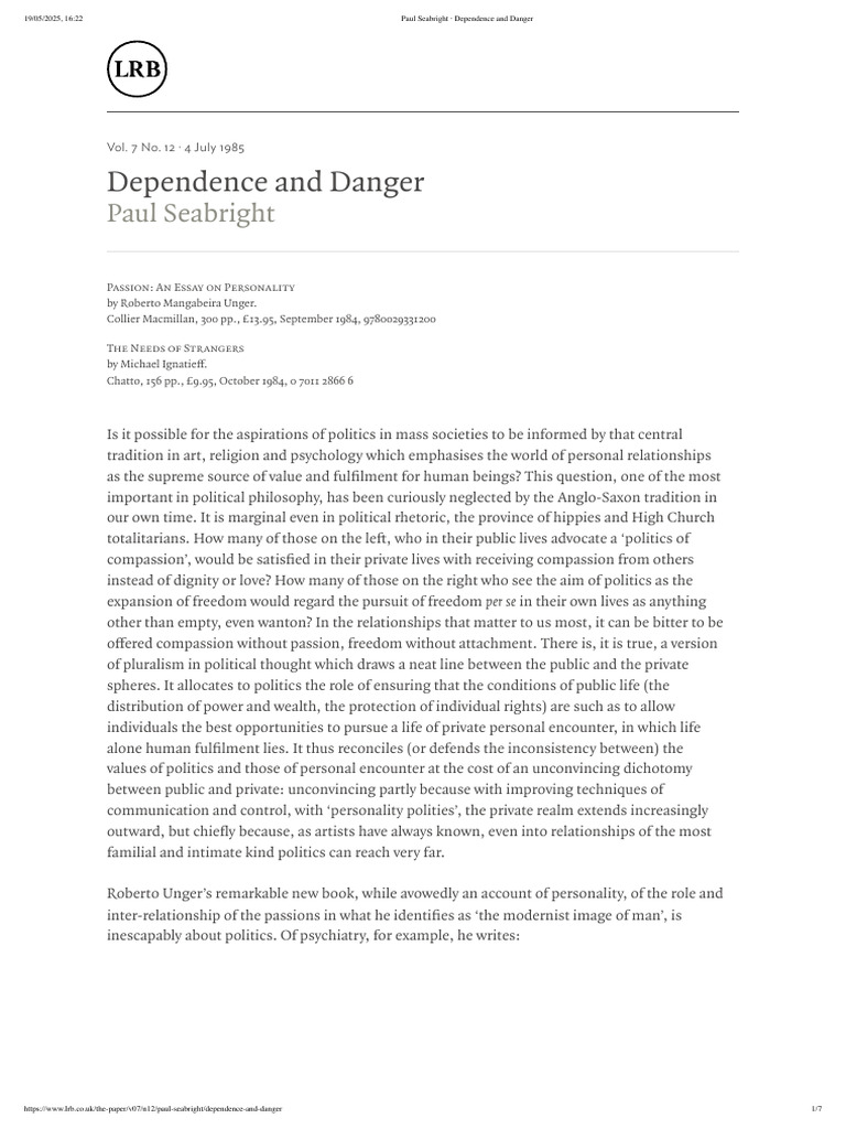 Dependence and Politics in Modernism | PDF | David Hume | Liberal Arts ...
