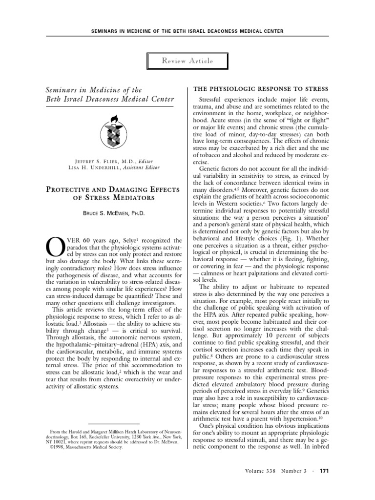 Protective and Damaging Effects | PDF | Stress (Biology) | Hypothalamic ...