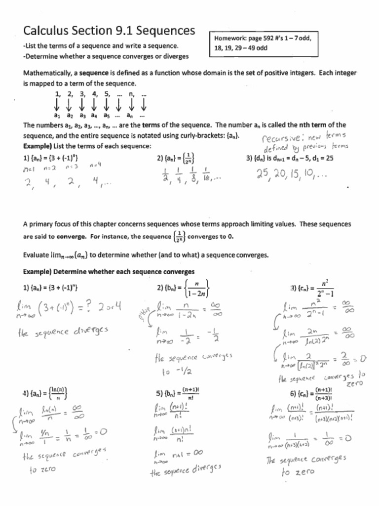 9.1 Sequences Notes | PDF