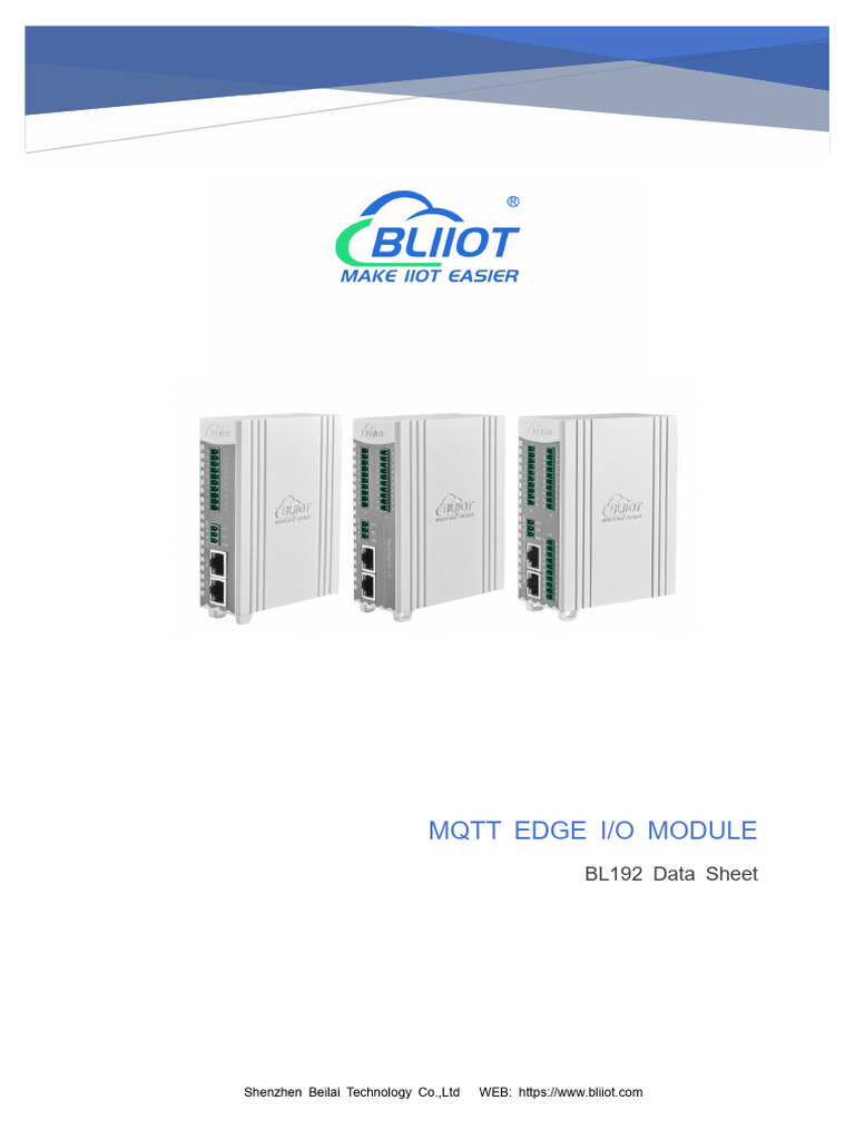 BLIIoT BL192 IOy Series MQTT Edge IO Module Data Sheet | PDF ...