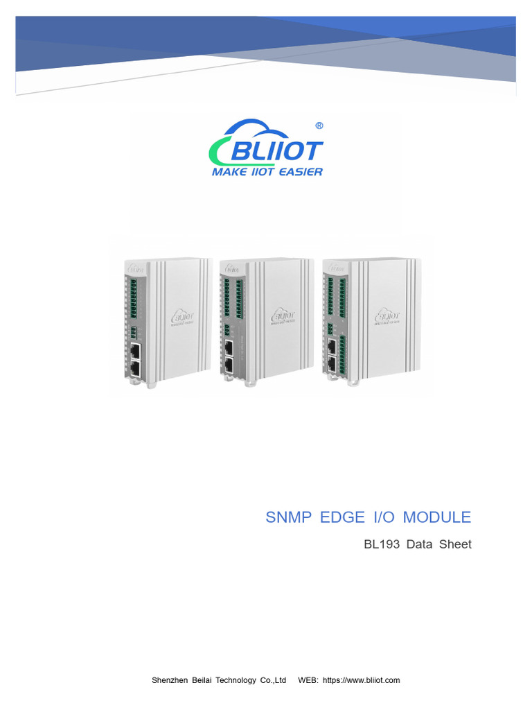 BL193 SNMP Edge I/O Module Overview | PDF | Internet Of Things ...