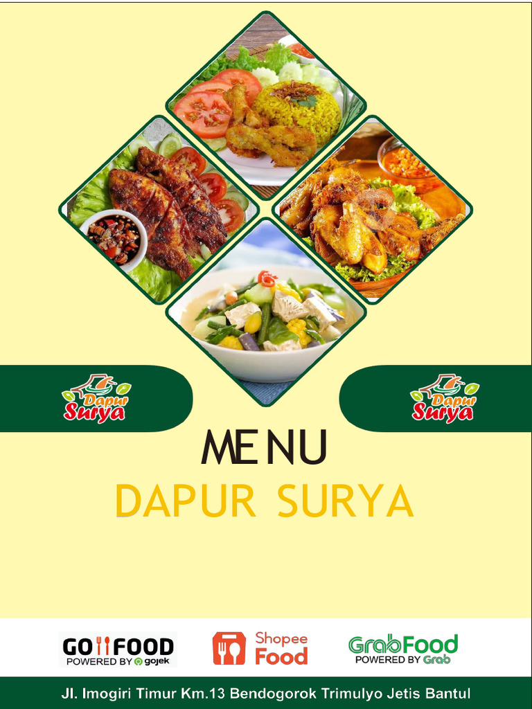 Menu Dapur Surya dan Pesanan Nasi | PDF