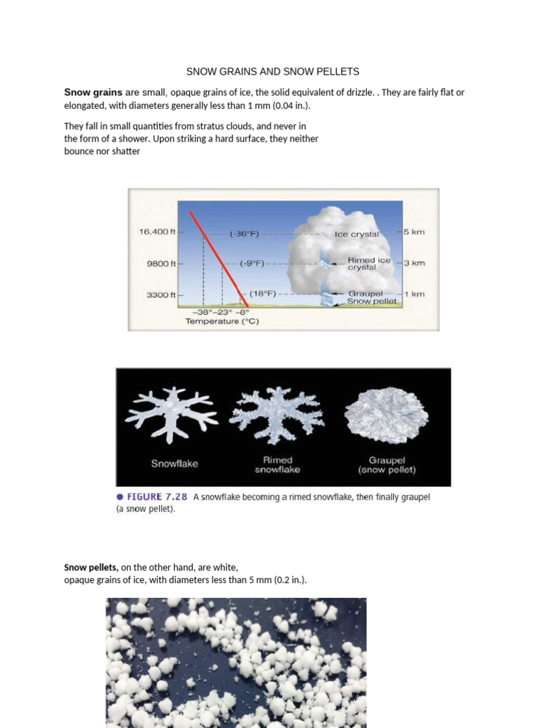 Snow Grains vs. Snow Pellets Explained | PDF | Precipitation | Hail