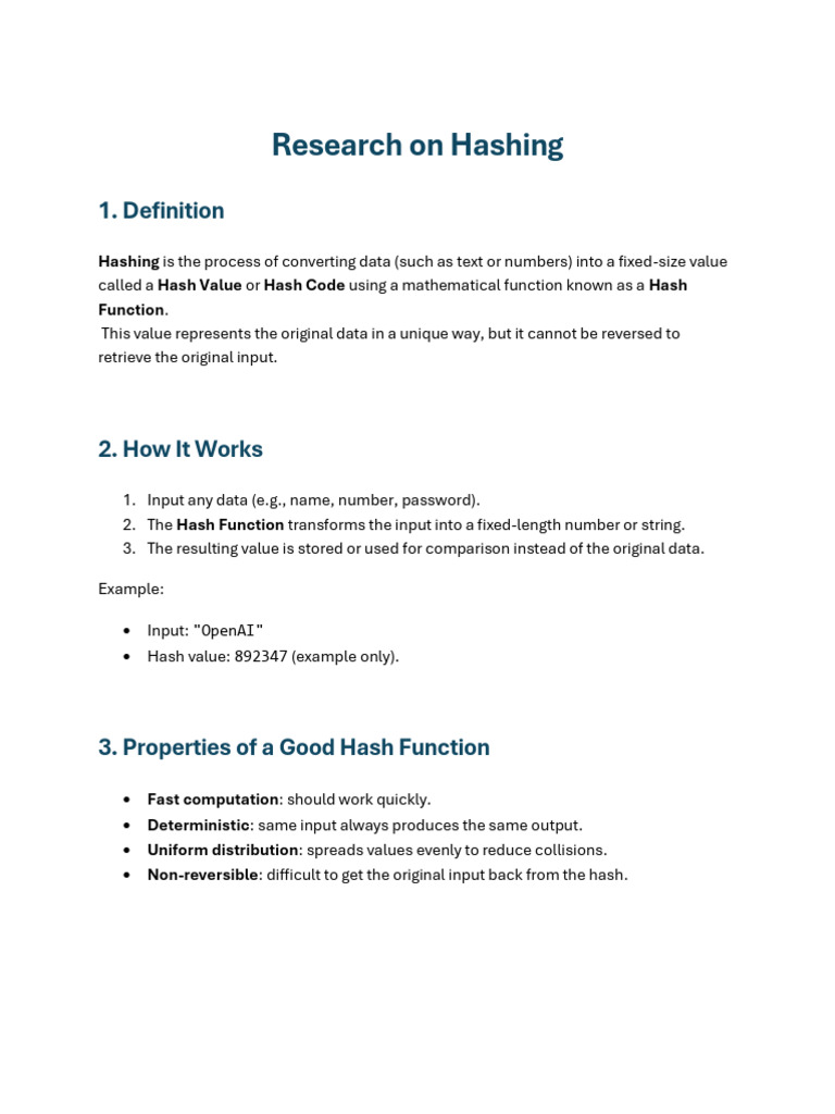 Understanding Hashing in Computer Science | PDF