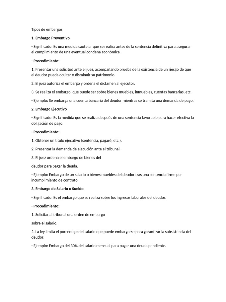 Tipos de Embargos en República Dominicana | PDF | Pagos | Sentencia (ley)