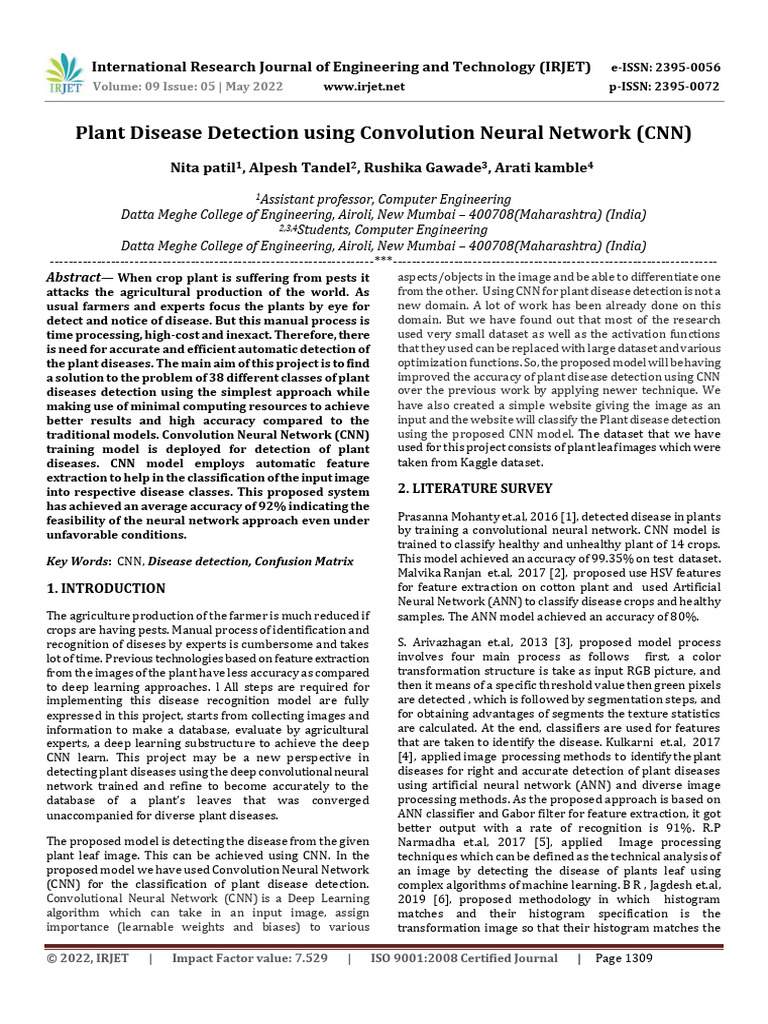 Plant Disease Detection Using Convolutio | PDF | Deep Learning ...