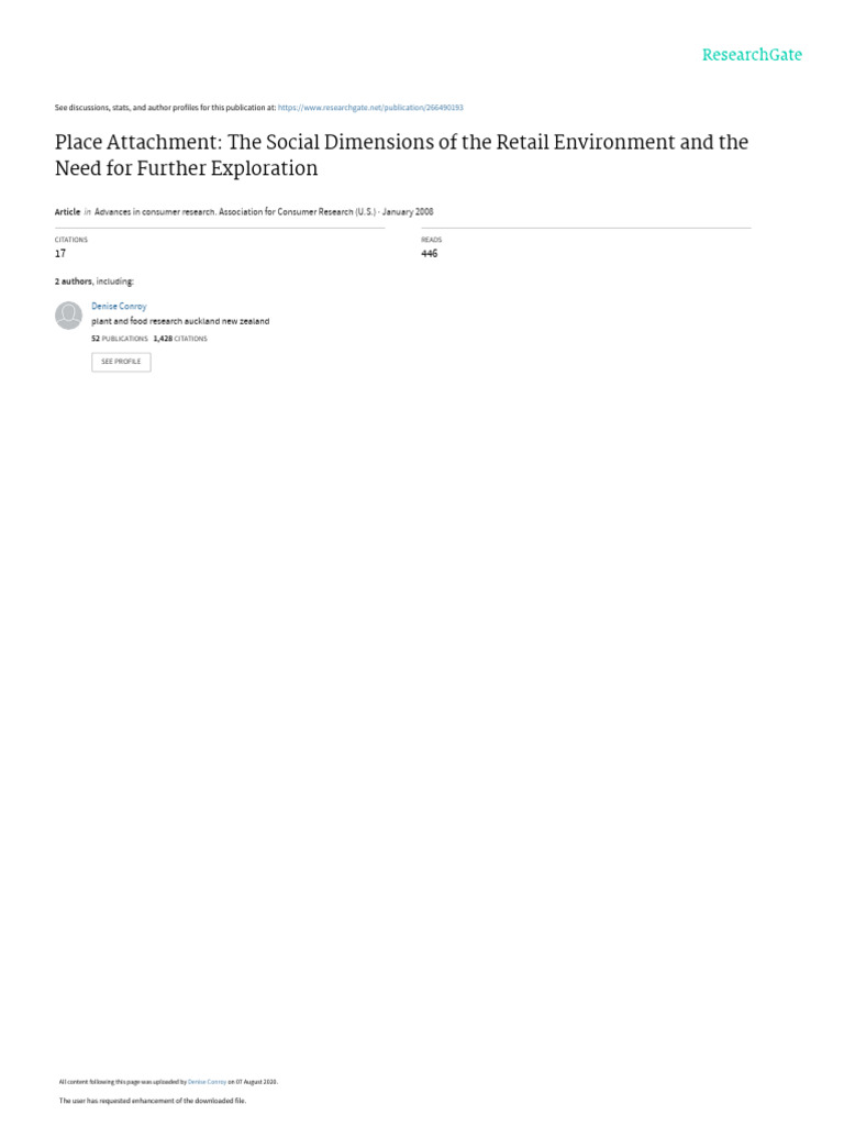 Place Attachment The Social Dimensions of The Reta | PDF | Identity ...