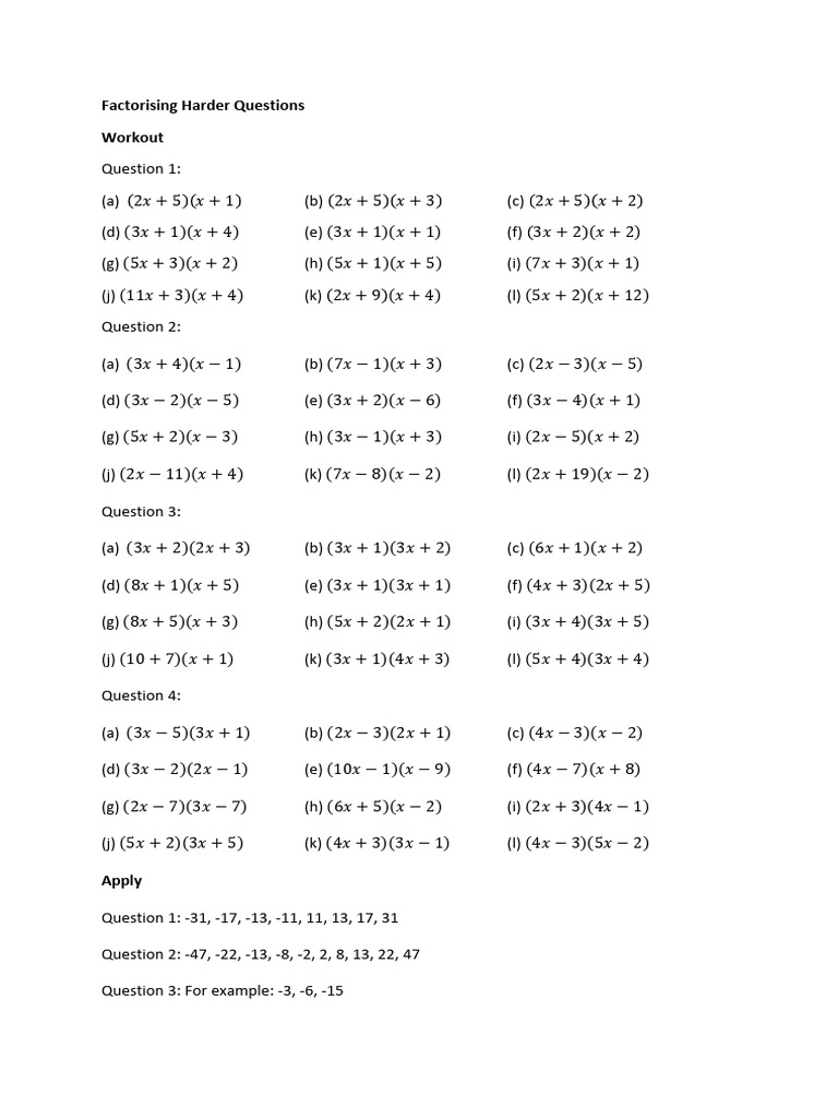 Exercices de Factorisation Avancée | PDF