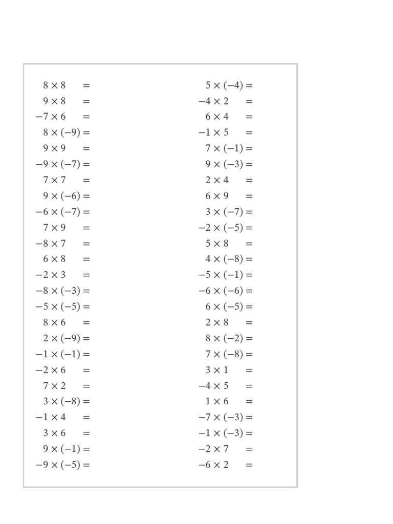 Integer Multiplication and Division Practice | PDF | Arithmetic ...