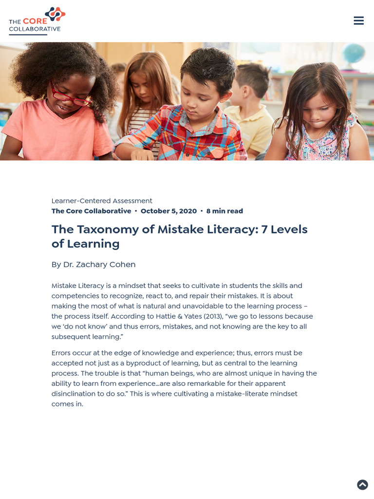 The Taxonomy of Mistake Literacy - 7 Levels of Learning - The Core ...