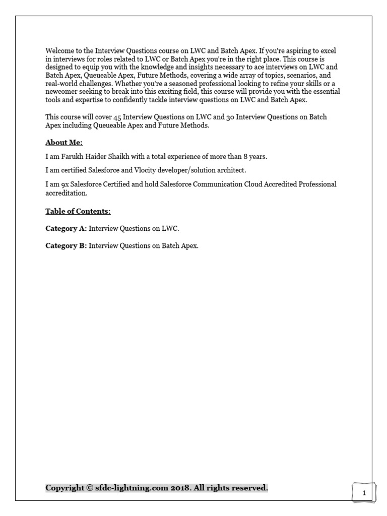 LWC and Batch Apex Interview Guide | PDF | Html | World Wide Web