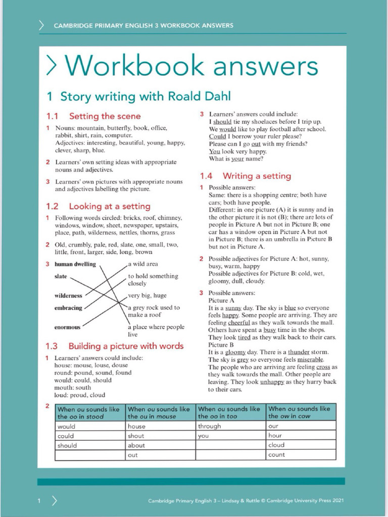 Cambridge Primary English 3 WB Answers | PDF