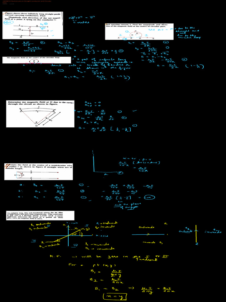 Numericals On Straight Conductor and Circular Loop | PDF