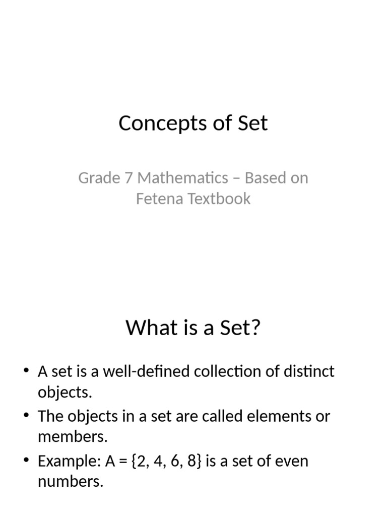 Set Concepts for Grade 7 Mathematics | PDF