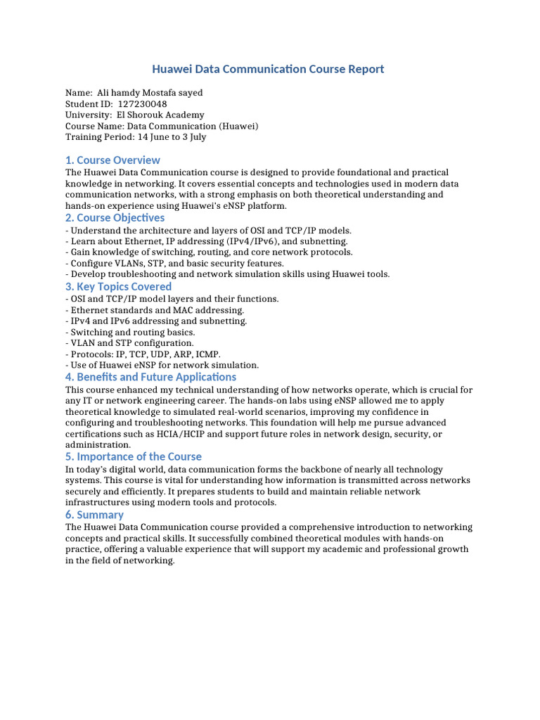 Huawei Data Communication Course Insights | PDF