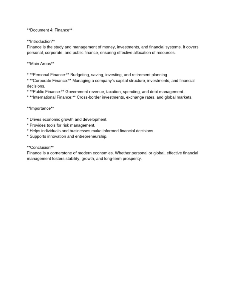 Understanding Finance: Key Areas & Importance | PDF