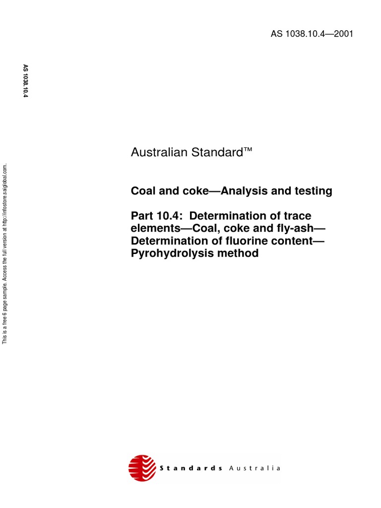 As 1038.10.4-2001 Coal and Coke - Analysis and Testing Determination of ...