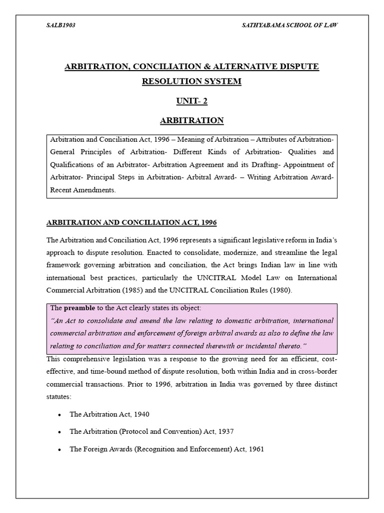 Overview of Arbitration Law in India | PDF | Arbitration | Arbitral ...
