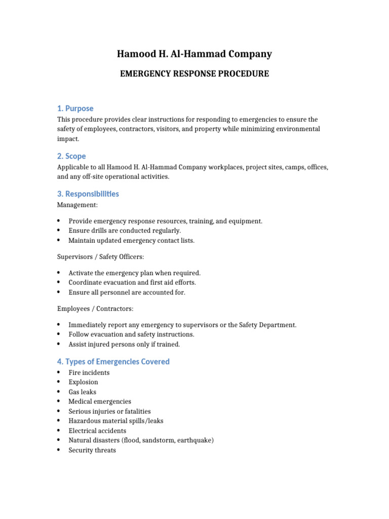 Emergency Response Procedures Overview | PDF | Emergency | Emergency ...
