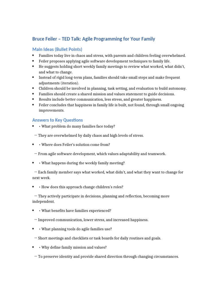Agile Family: Building Happiness Together | PDF