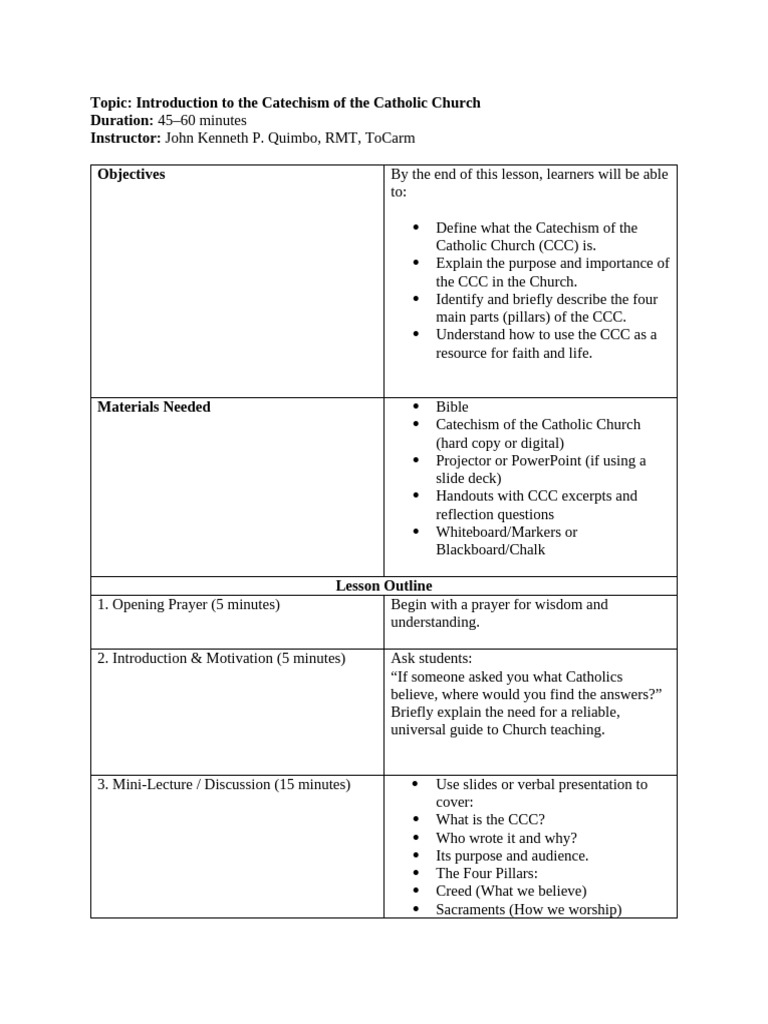 Introduction To The Catechism of The Catholic Church | PDF | Catechism ...