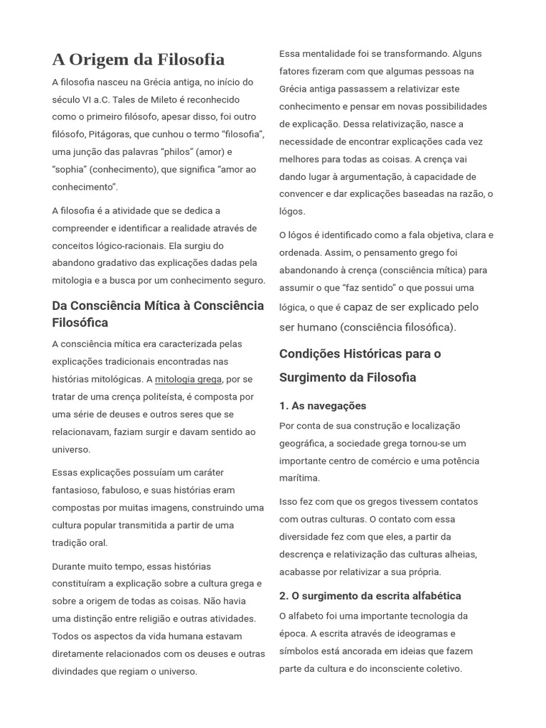 A Origem Da Filosofia 01 | PDF | Mitologia grega | Logotipos