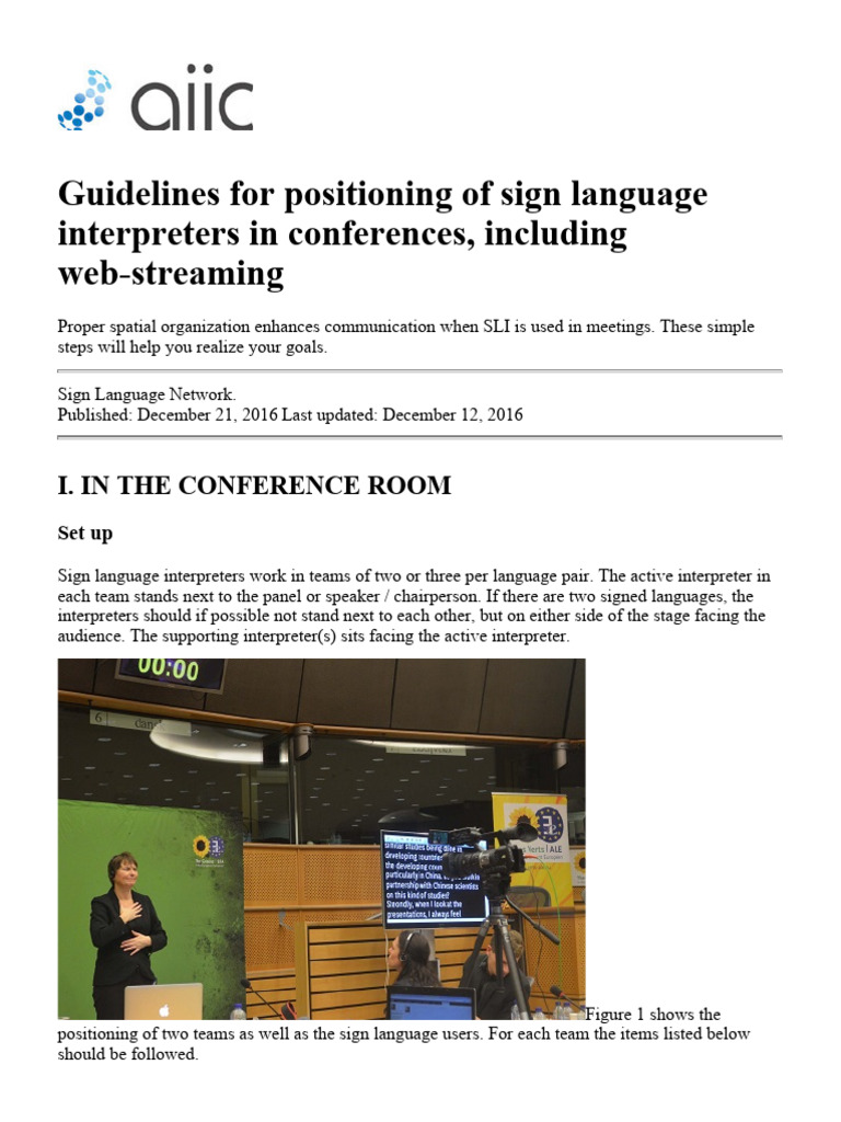 Sign Language Interpreter Positioning Guide | PDF | Language ...