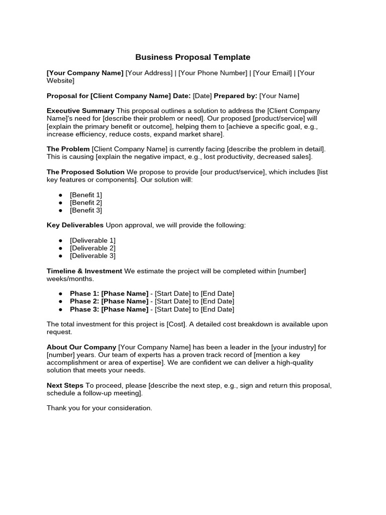 Business Proposal Template Guide | PDF