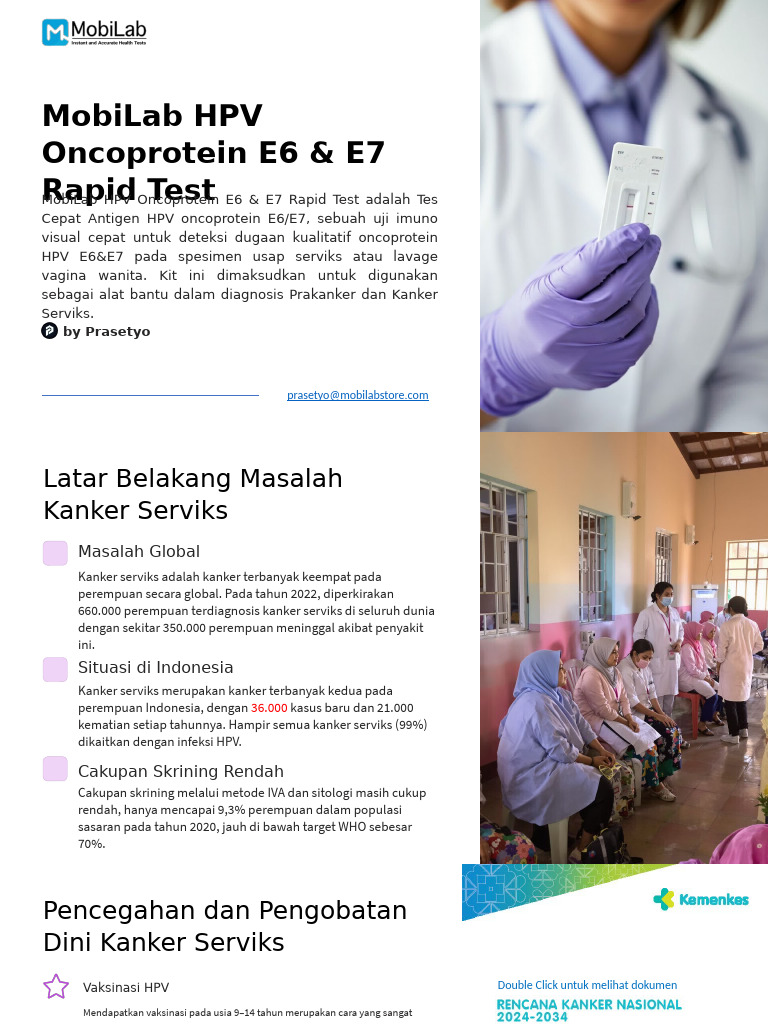 @1 Tes Cepat MobiLab HPV Oncoprotein E6 and E7 | PDF