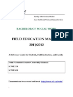Field Education Manual 2011/2012: Bachelor of Social Work